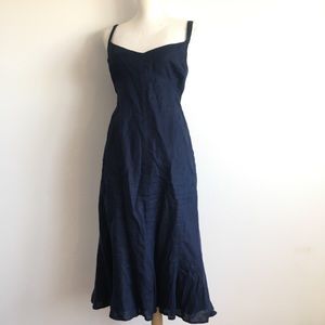 Ralph Lauren | navy midi Linen dress